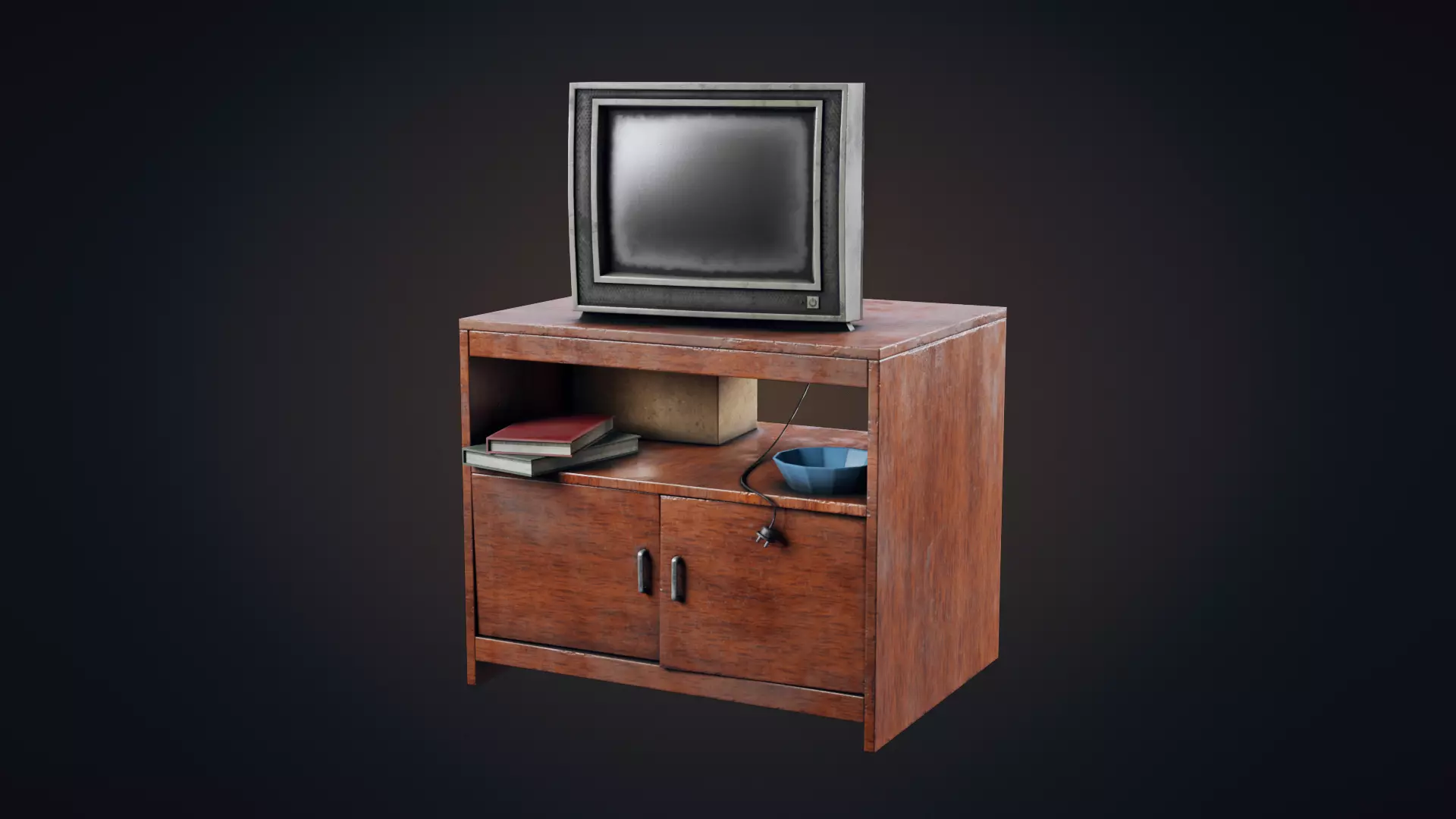 Old TV Low-poly 3D model_0