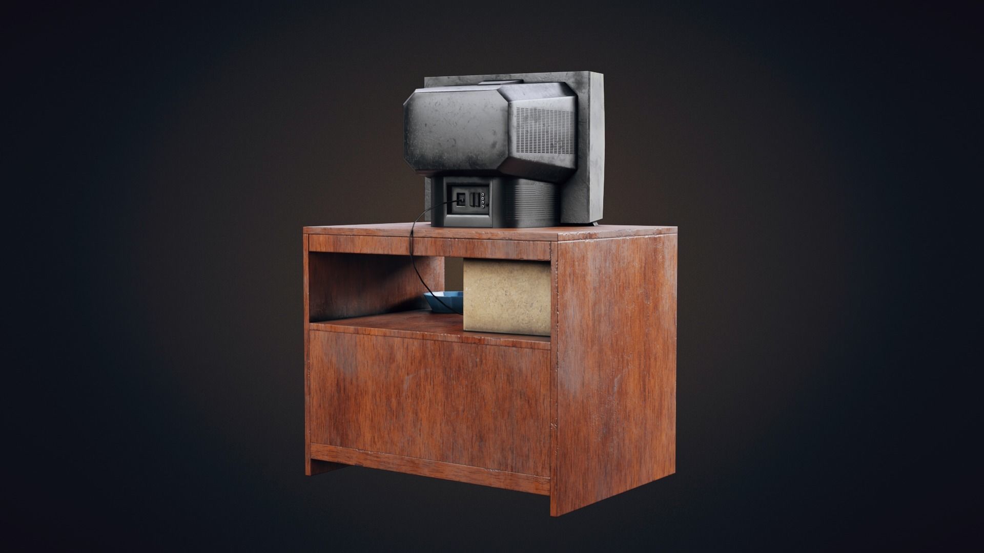 Old TV Low-poly 3D model_3