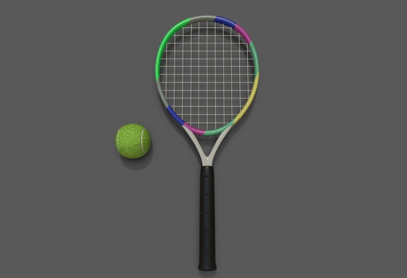 tennis racket and ball Low-poly 3D model_23