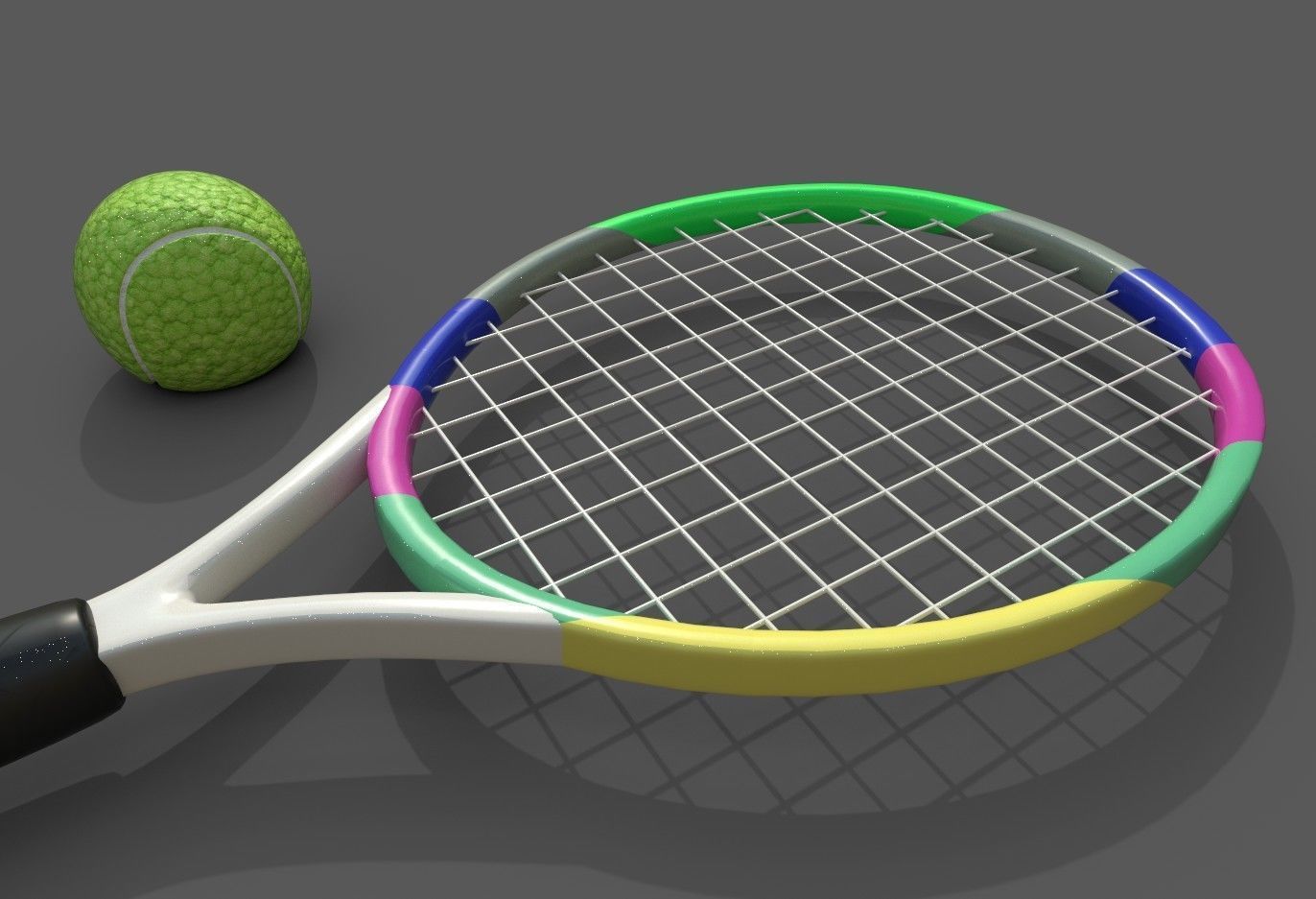 tennis racket and ball Low-poly 3D model_5