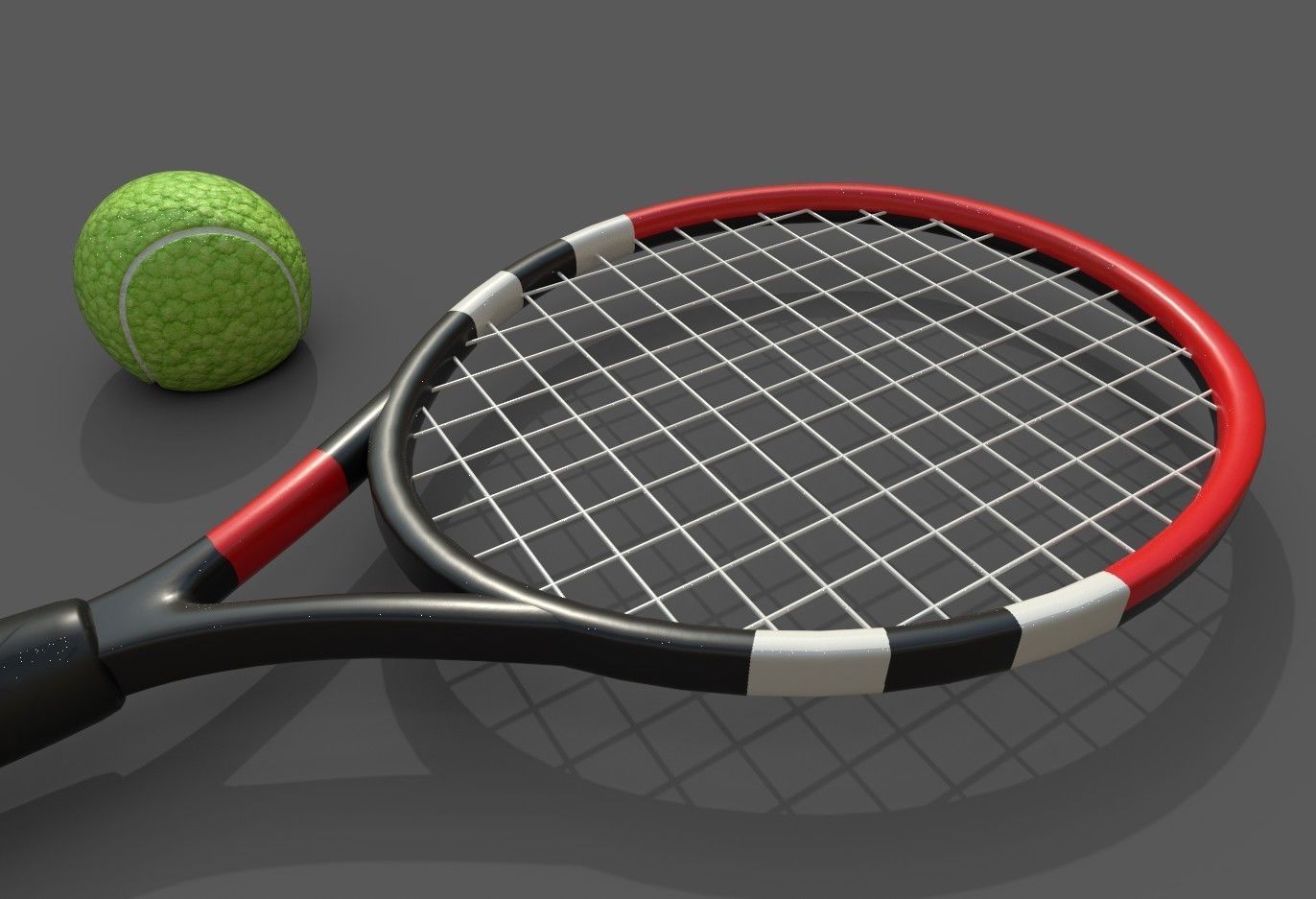 tennis racket and ball Low-poly 3D model_6