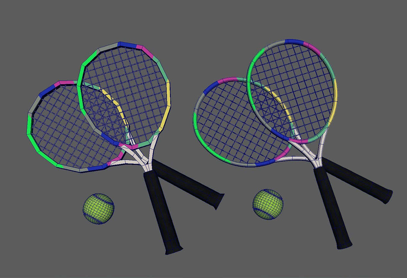 tennis racket and ball Low-poly 3D model_15