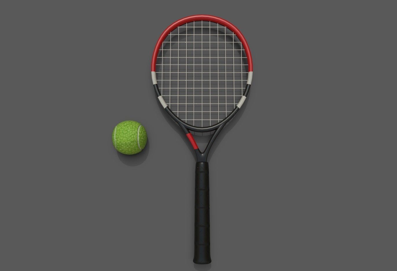 tennis racket and ball Low-poly 3D model_22