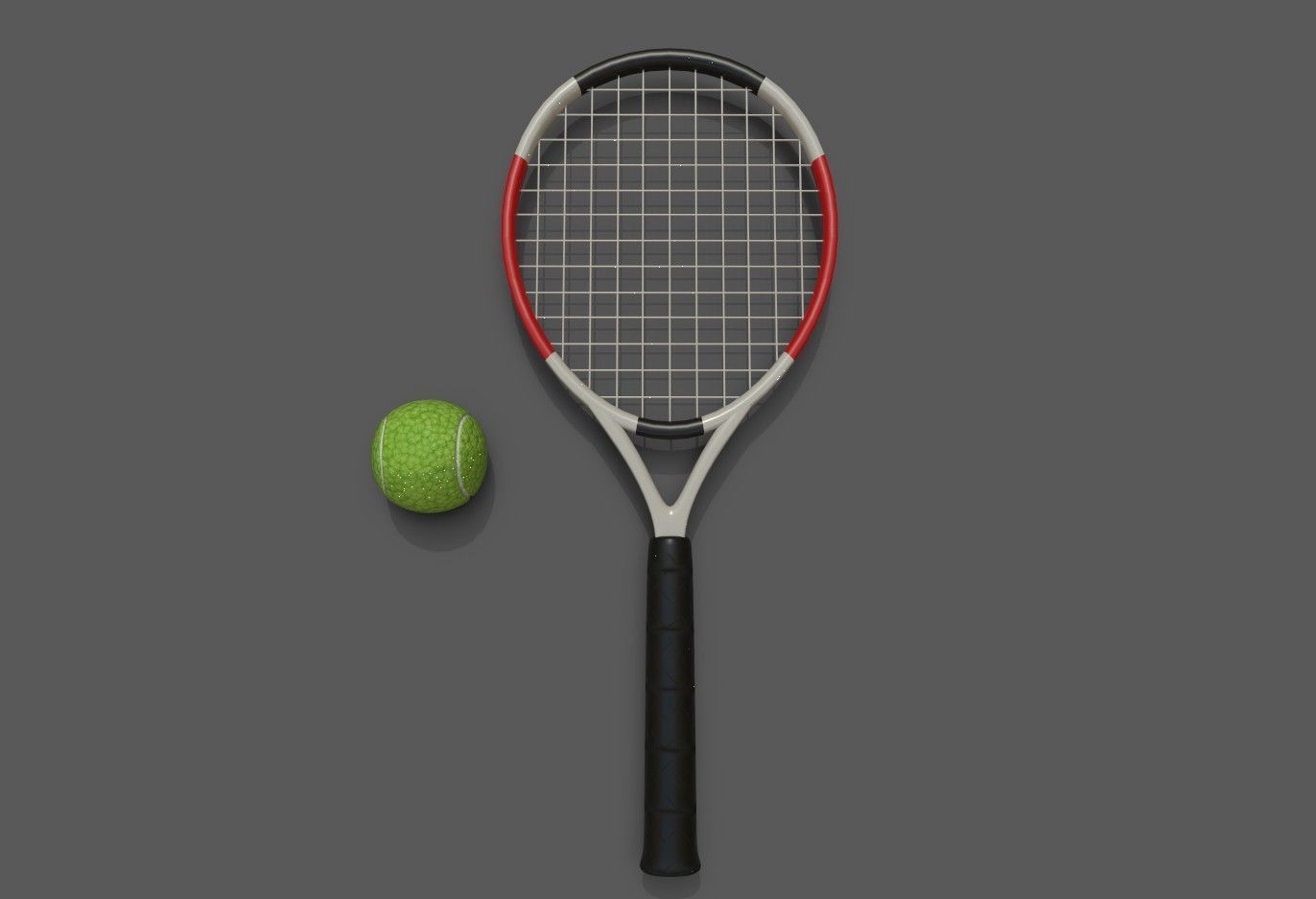 tennis racket and ball Low-poly 3D model_21