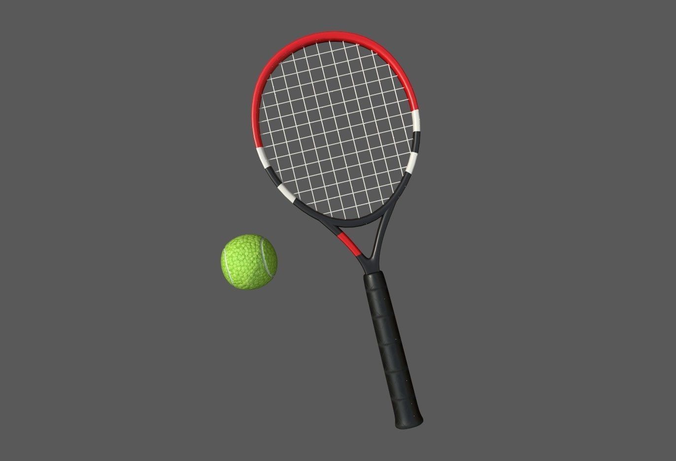 tennis racket and ball Low-poly 3D model_11