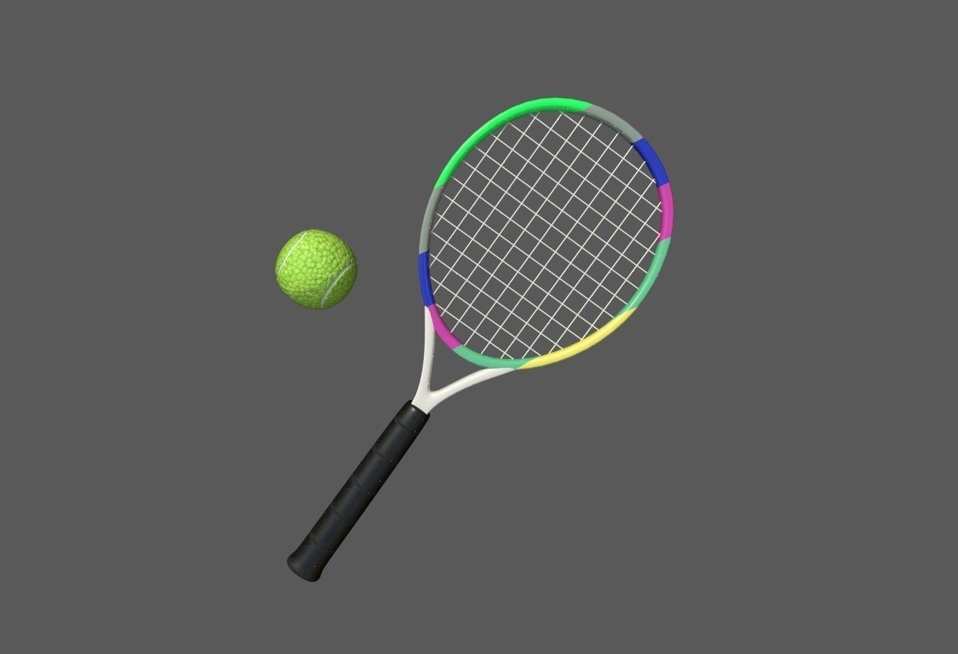 tennis racket and ball Low-poly 3D model_9