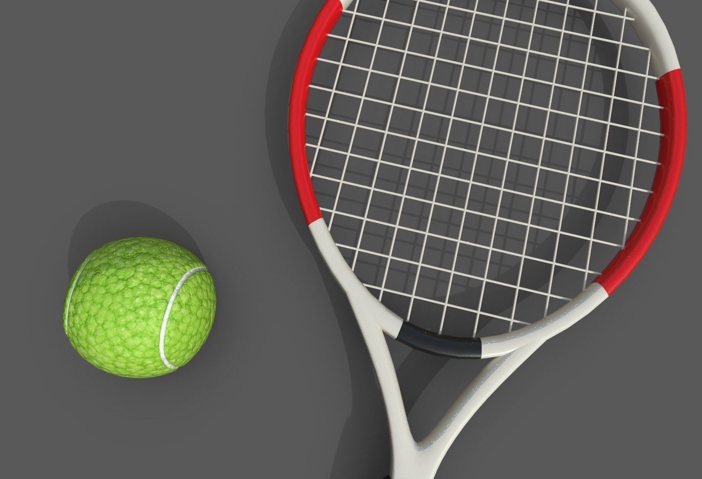 tennis racket and ball Low-poly 3D model_20