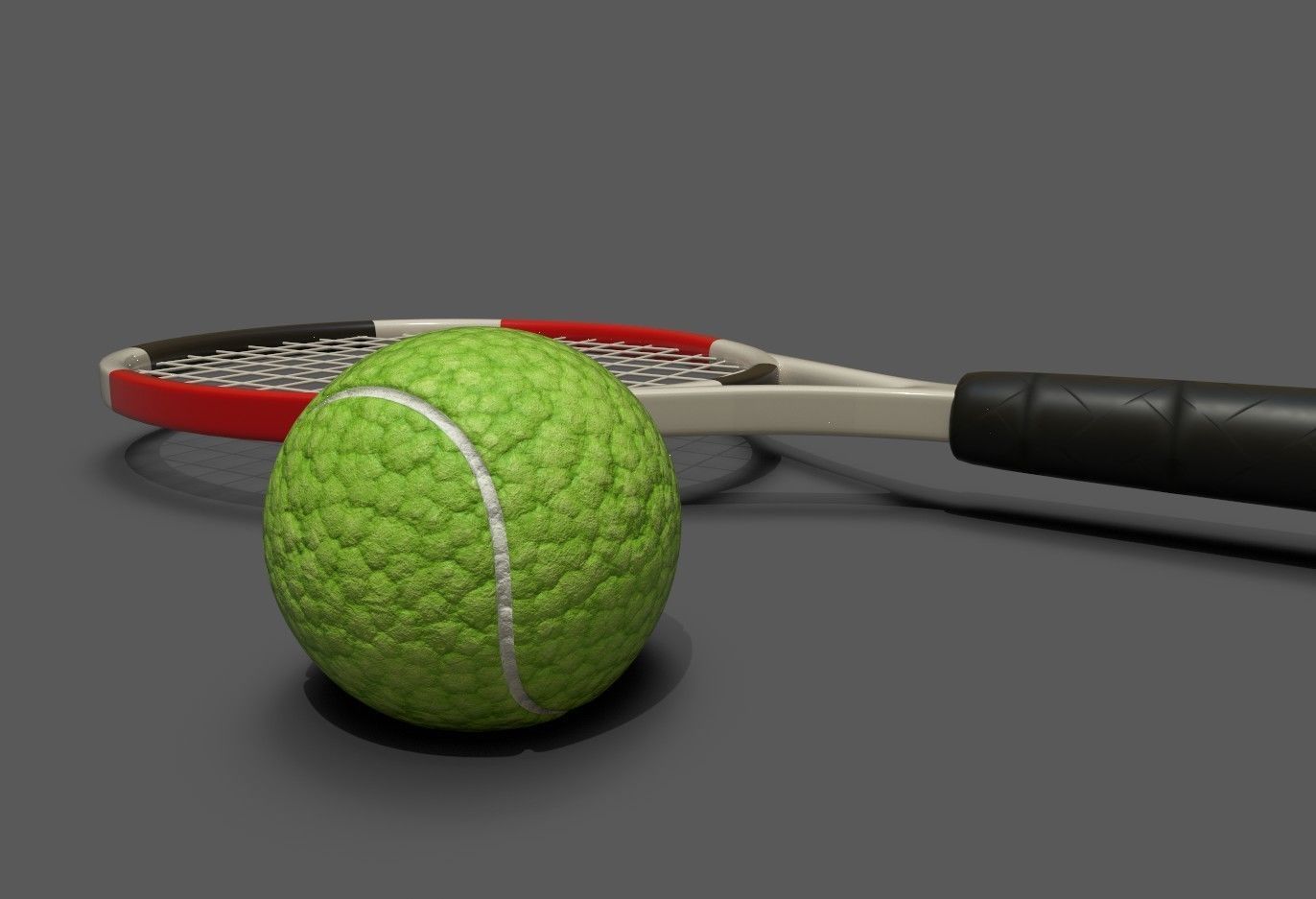 tennis racket and ball Low-poly 3D model_18