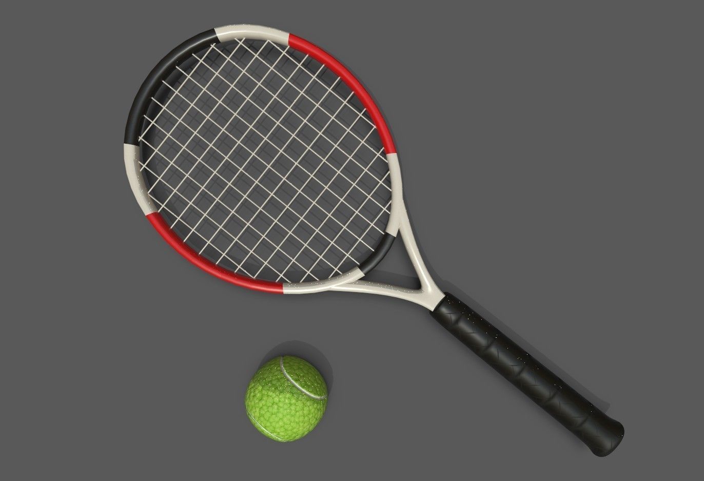 tennis racket and ball Low-poly 3D model_14