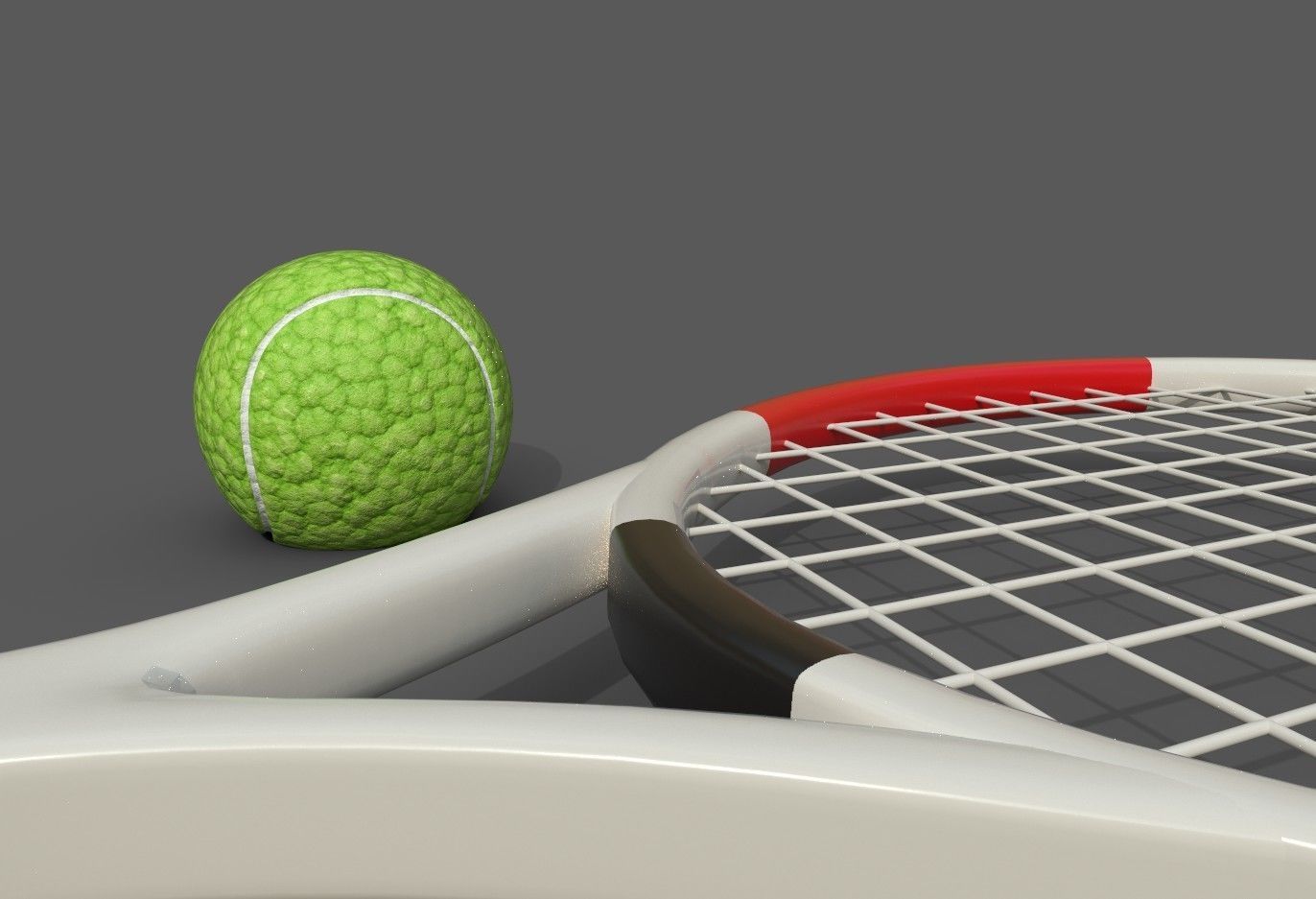 tennis racket and ball Low-poly 3D model_19
