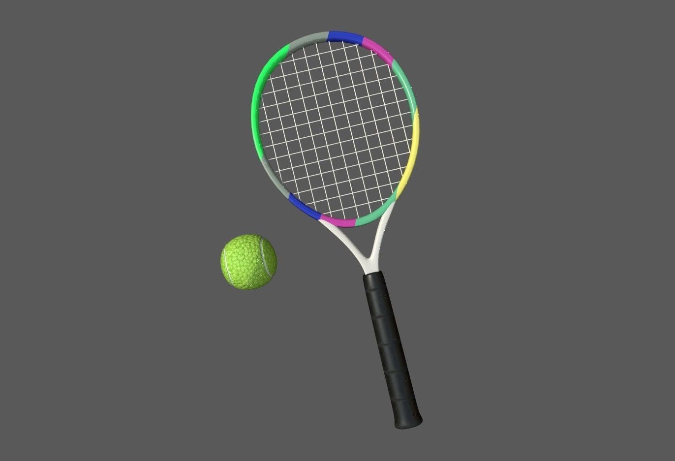 tennis racket and ball Low-poly 3D model_12