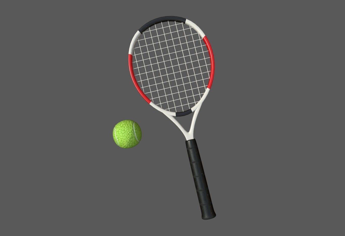 tennis racket and ball Low-poly 3D model_13