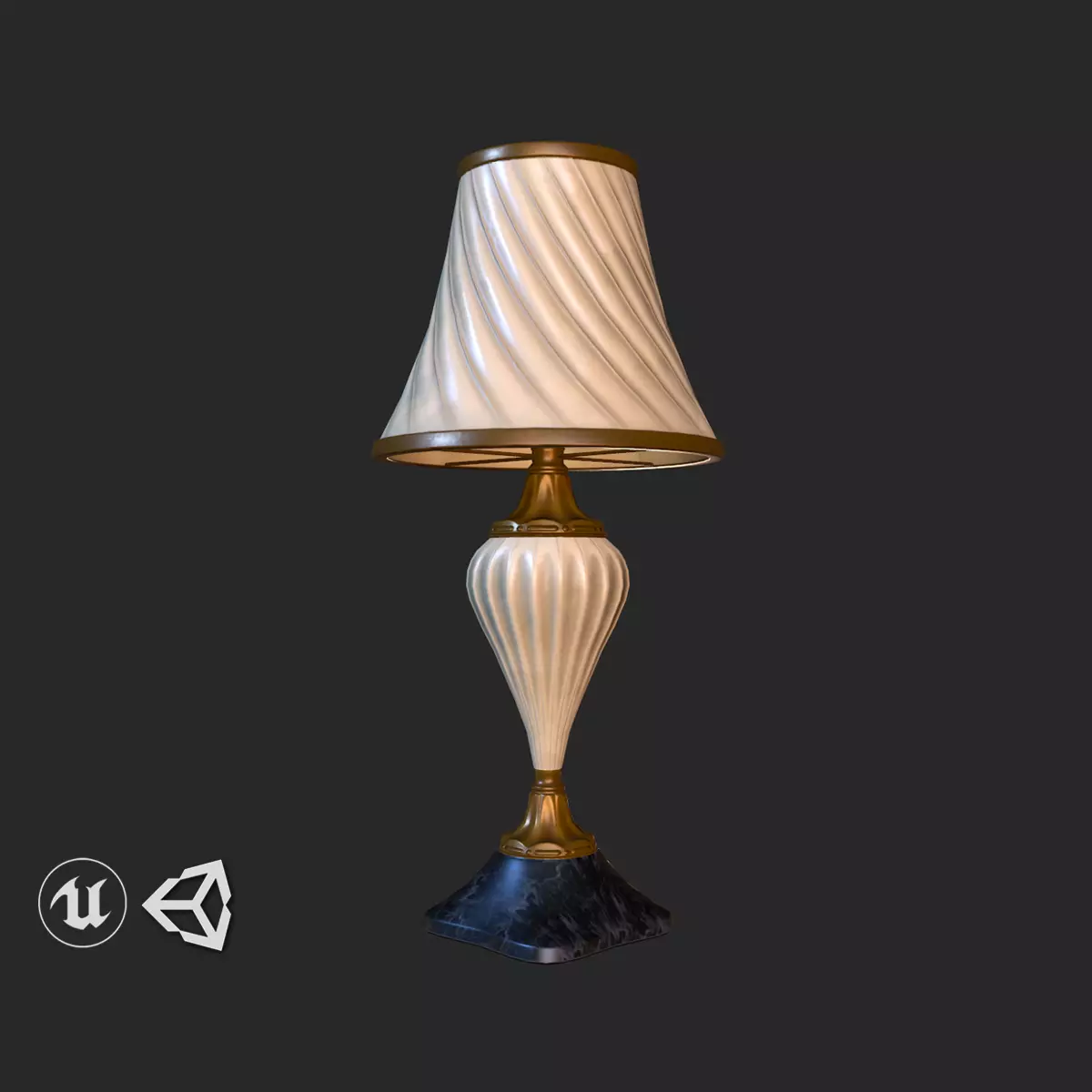 Vintage Table Lamp PBR Game Ready Low-poly 3D model_0