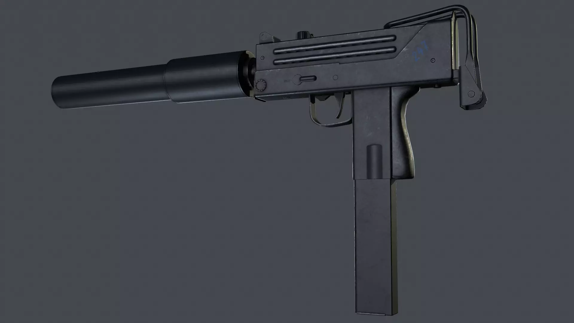 Ingram MAC-10 submachine gun Low-poly 3D model_0