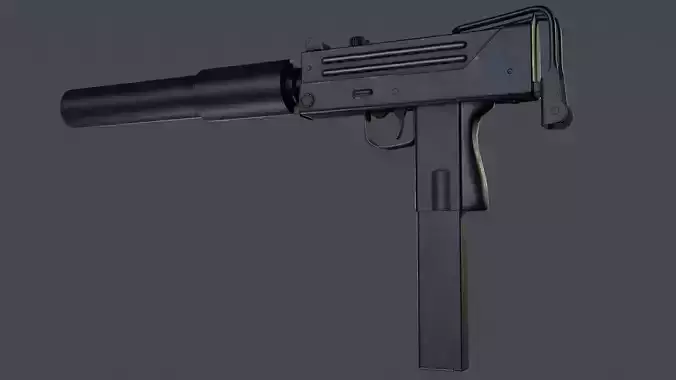 Ingram MAC-10 submachine gun Low-poly 3D model