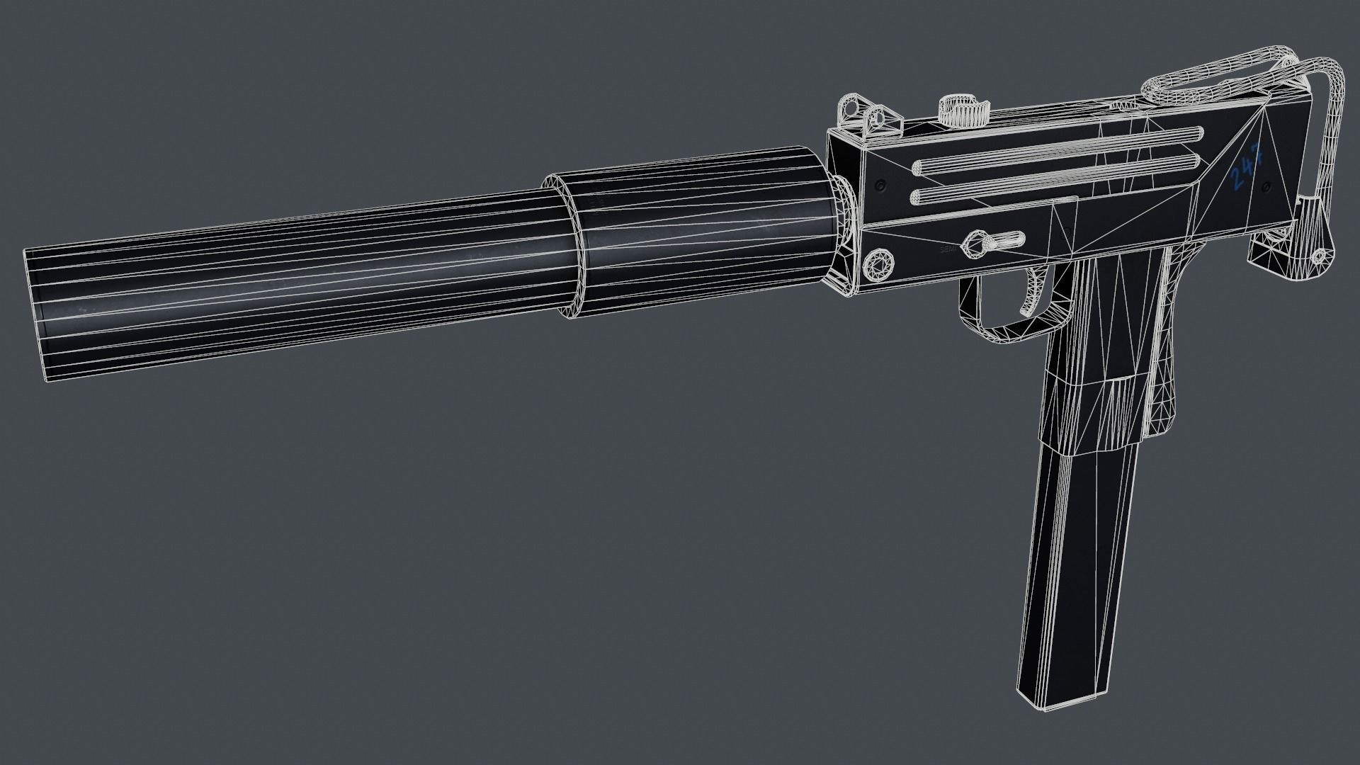 Ingram MAC-10 submachine gun Low-poly 3D model_10