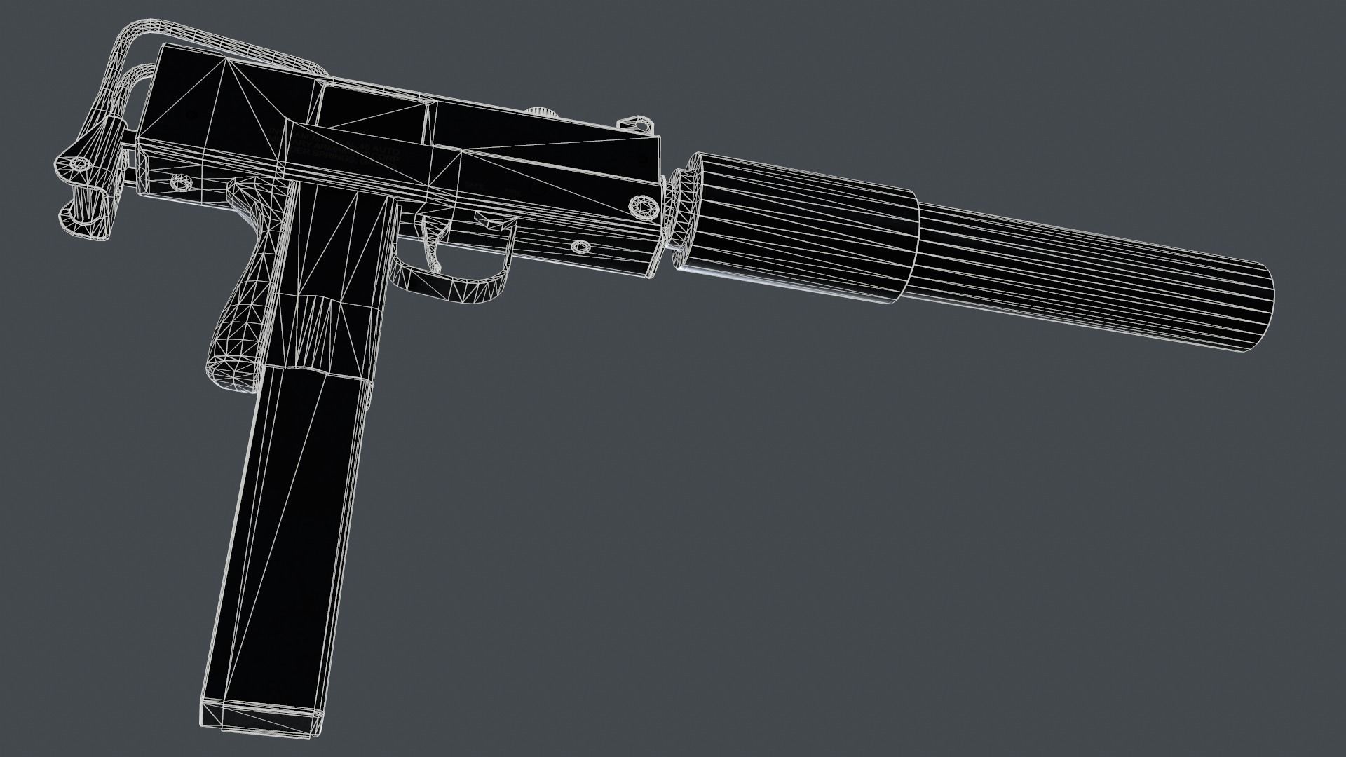 Ingram MAC-10 submachine gun Low-poly 3D model_11