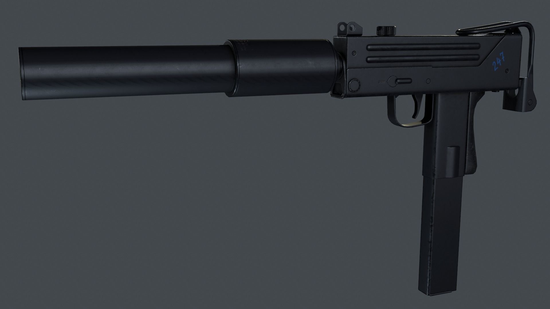Ingram MAC-10 submachine gun Low-poly 3D model_9