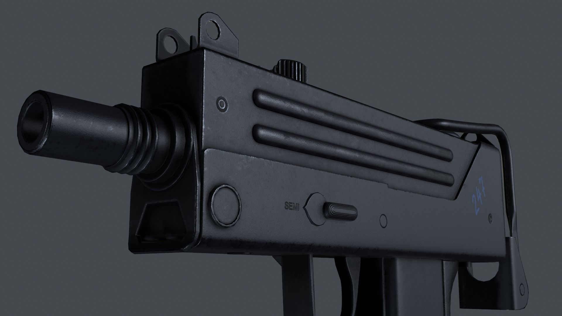 Ingram MAC-10 submachine gun Low-poly 3D model_5
