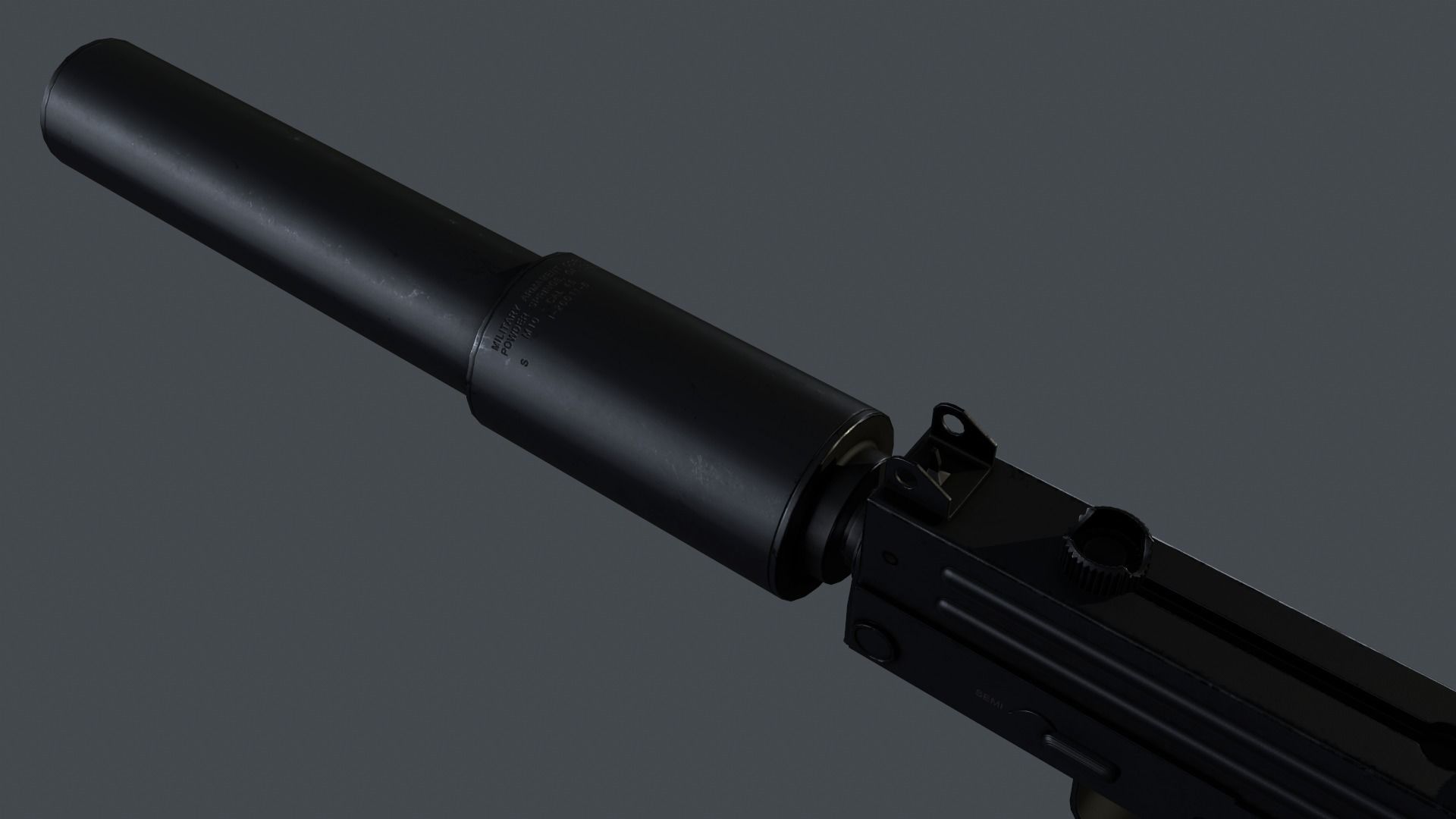 Ingram MAC-10 submachine gun Low-poly 3D model_2