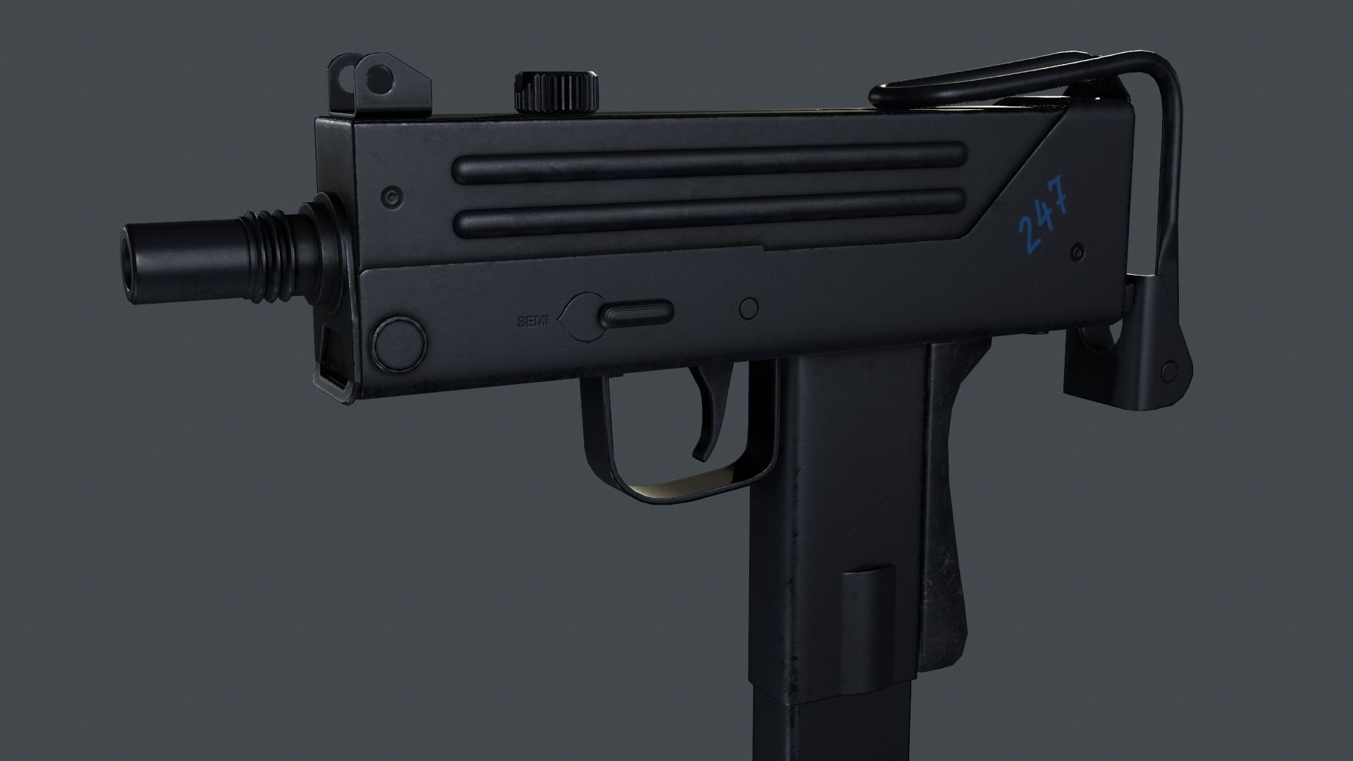 Ingram MAC-10 submachine gun Low-poly 3D model_8