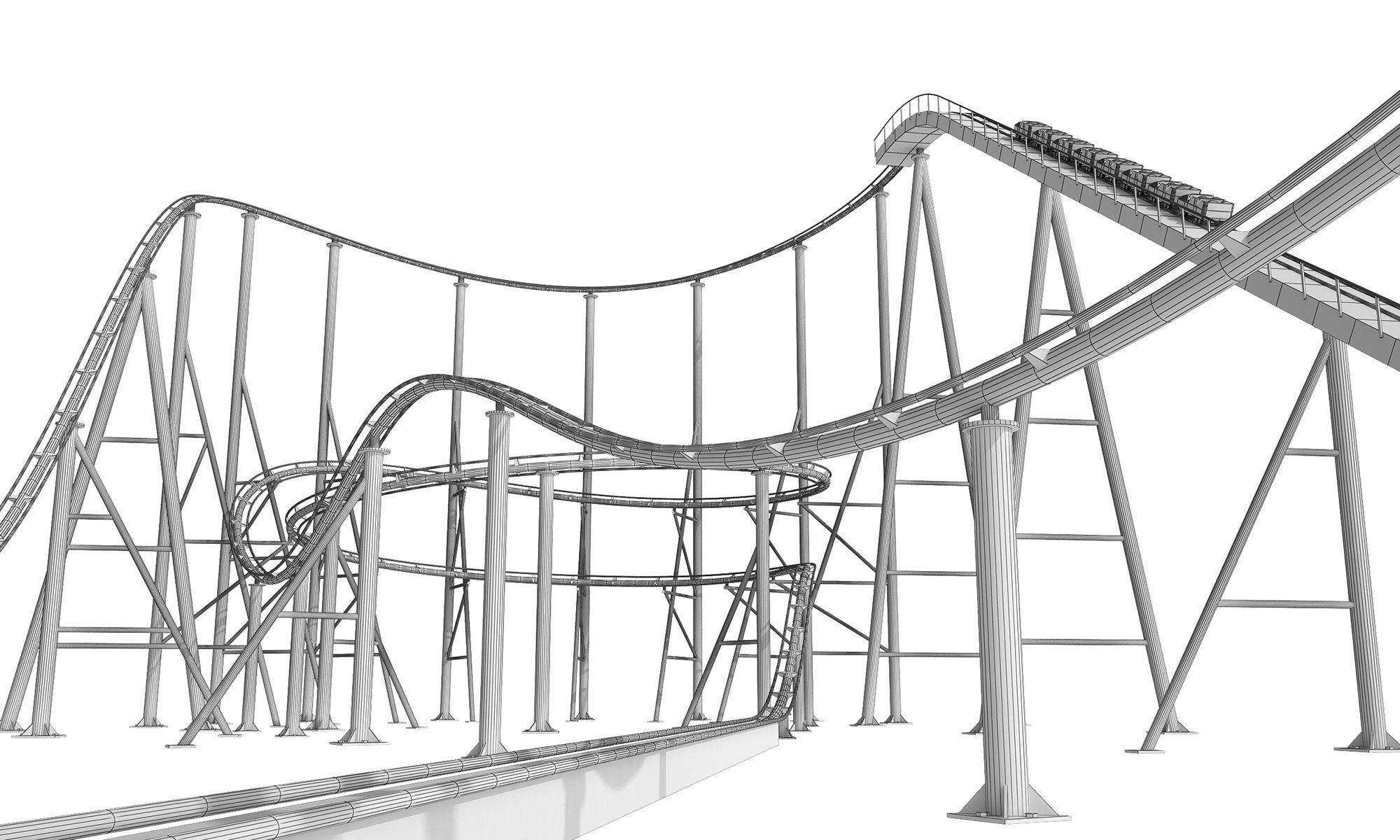 Roller Coaster 3D model_9