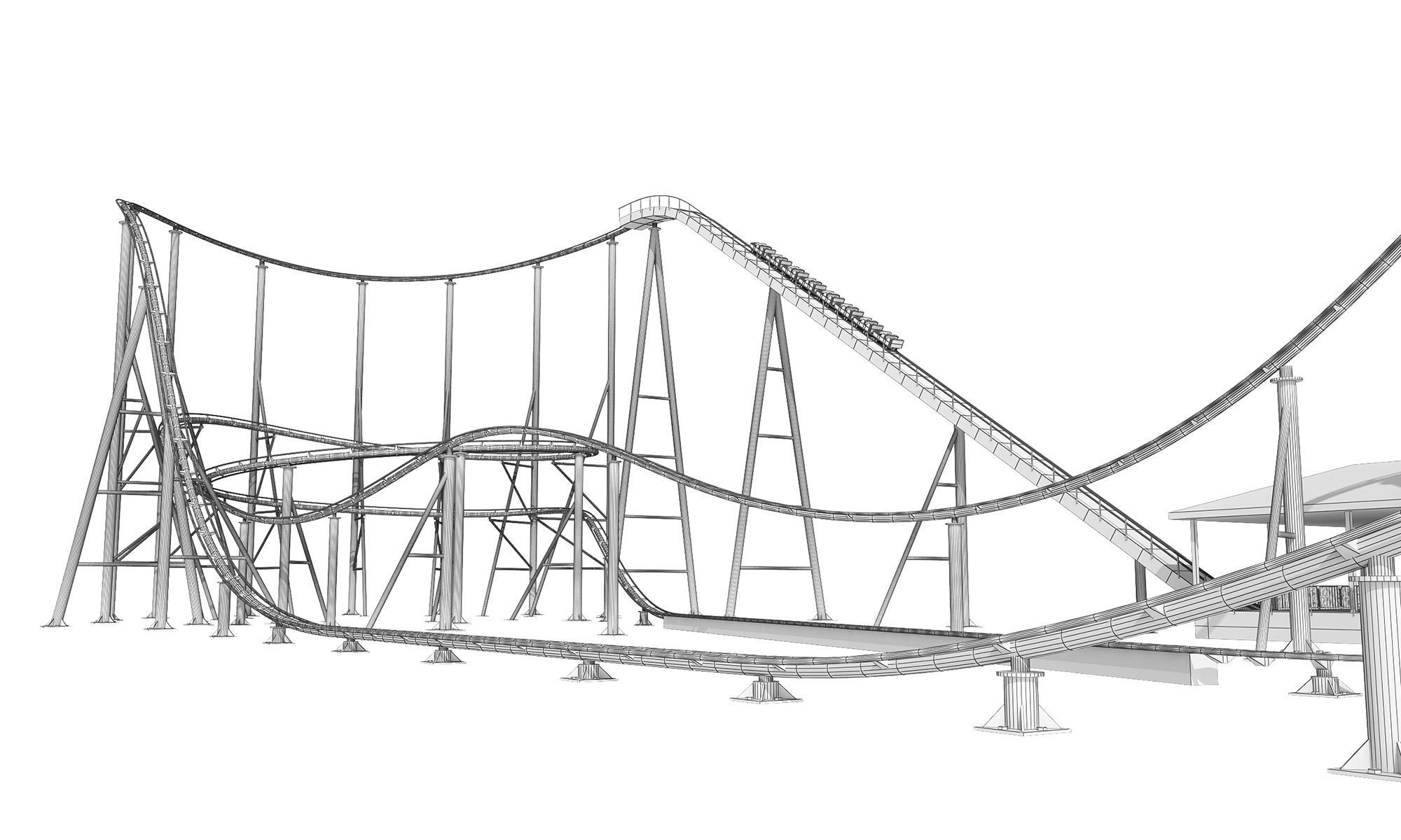 Roller Coaster 3D model_11