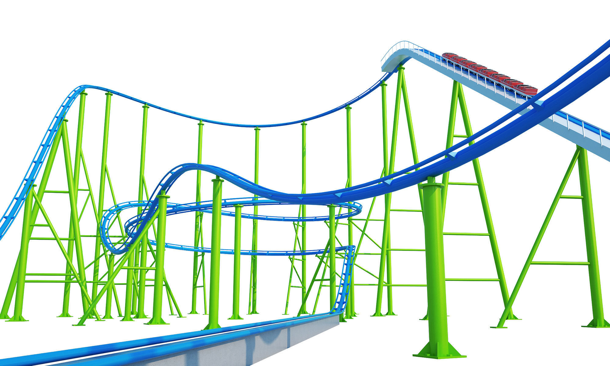 Roller Coaster 3D model_8