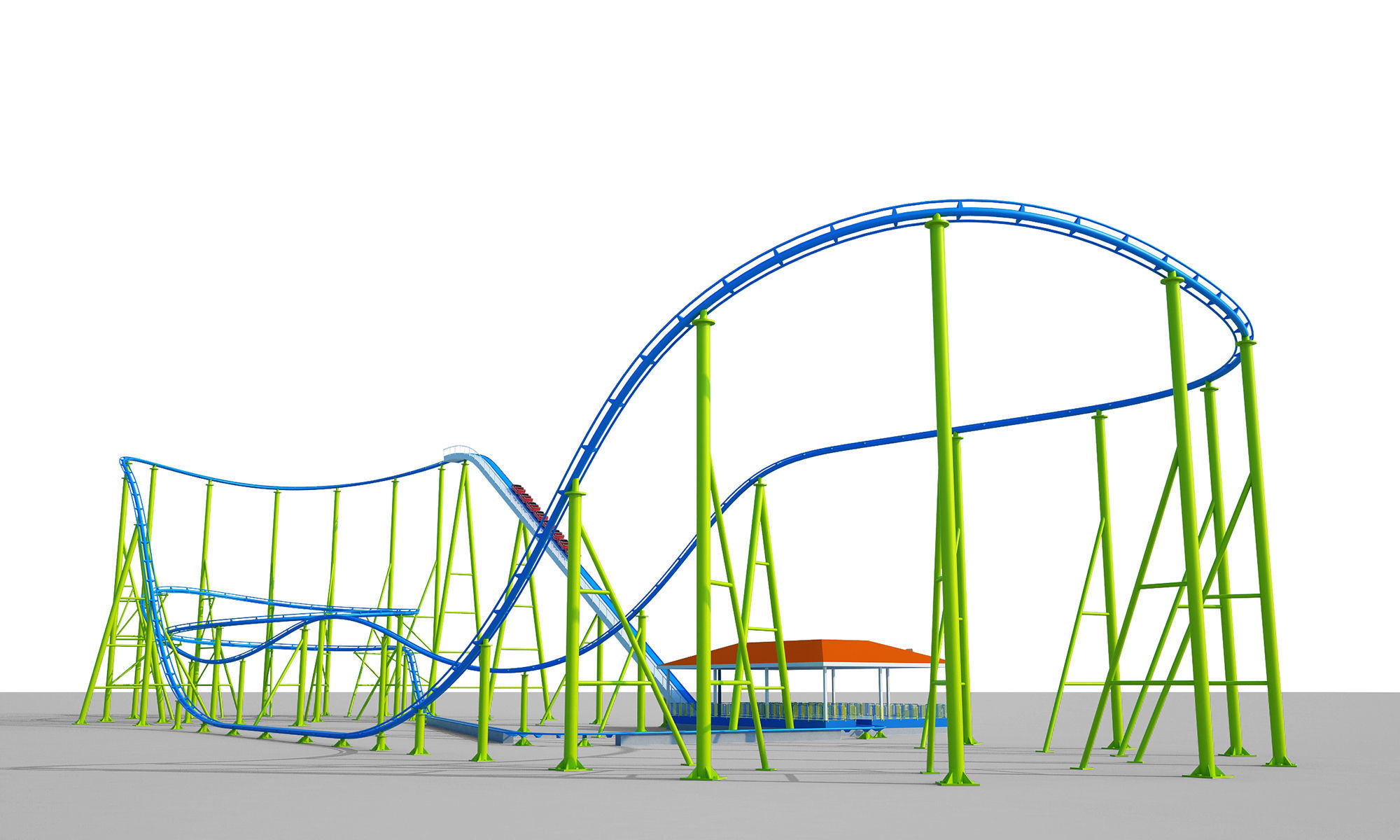 Roller Coaster 3D model_3