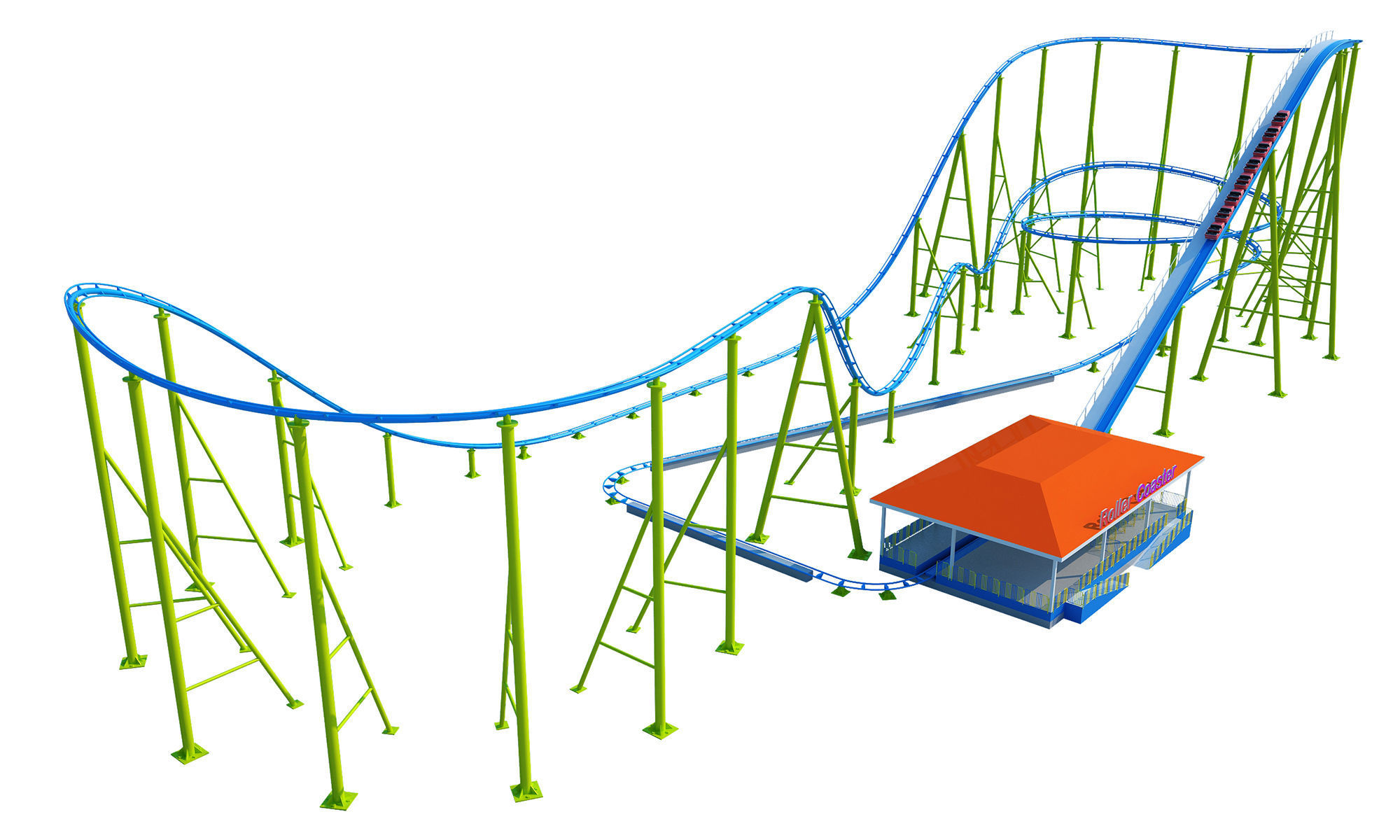 Roller Coaster 3D model_1