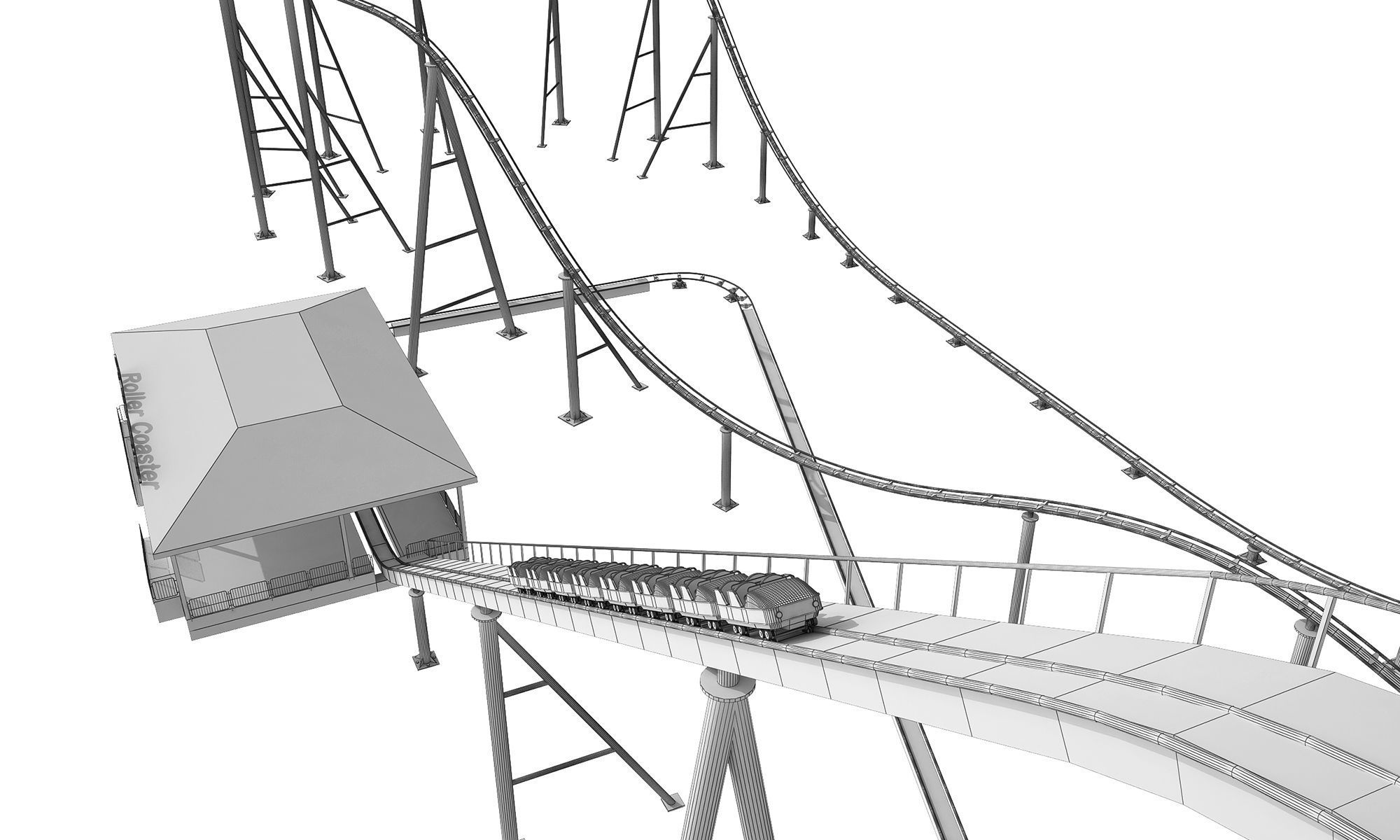Roller Coaster 3D model_7