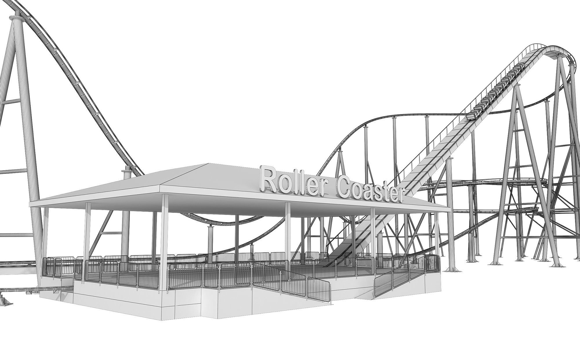 Roller Coaster 3D model_5