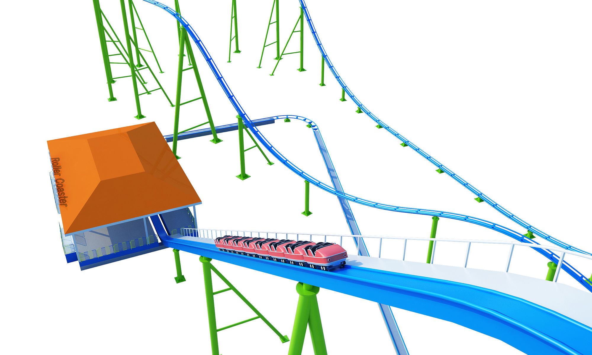 Roller Coaster 3D model_6