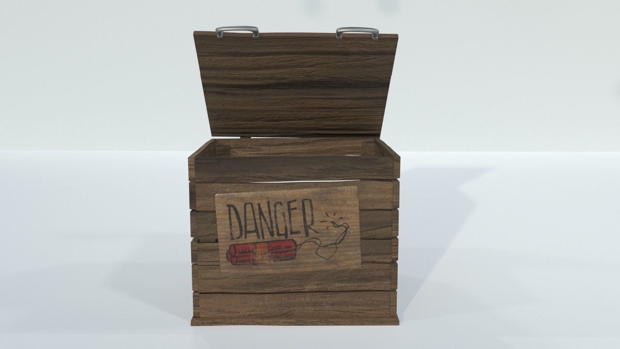 crates wooden Low-poly 3D model_1
