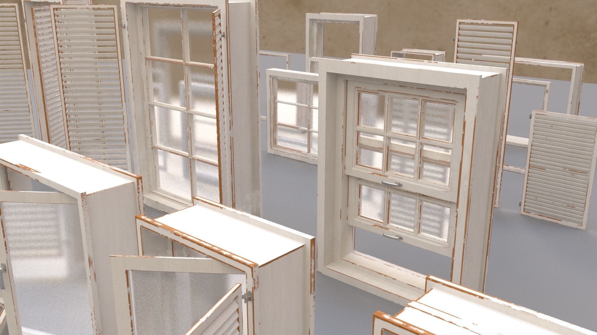 Standard Modular Windows Low-poly 3D model_1