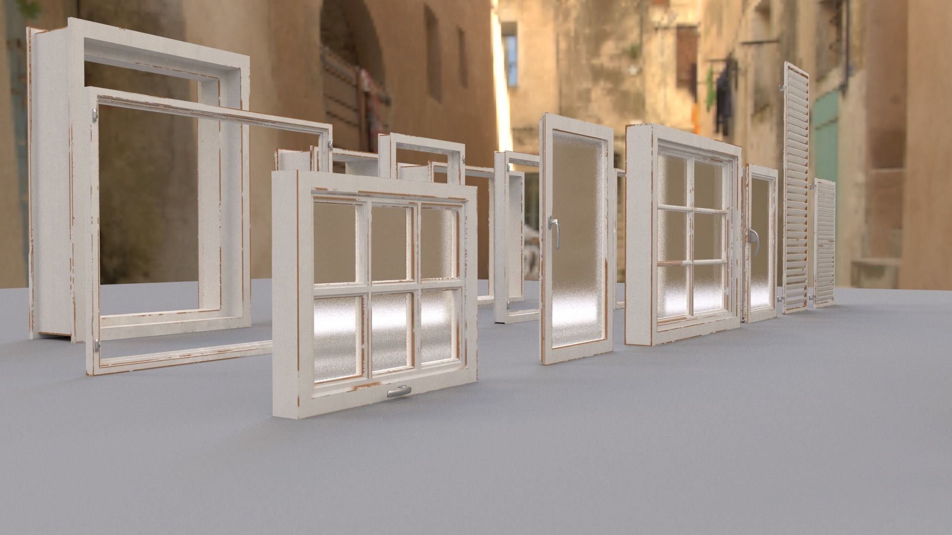 Standard Modular Windows Low-poly 3D model_6