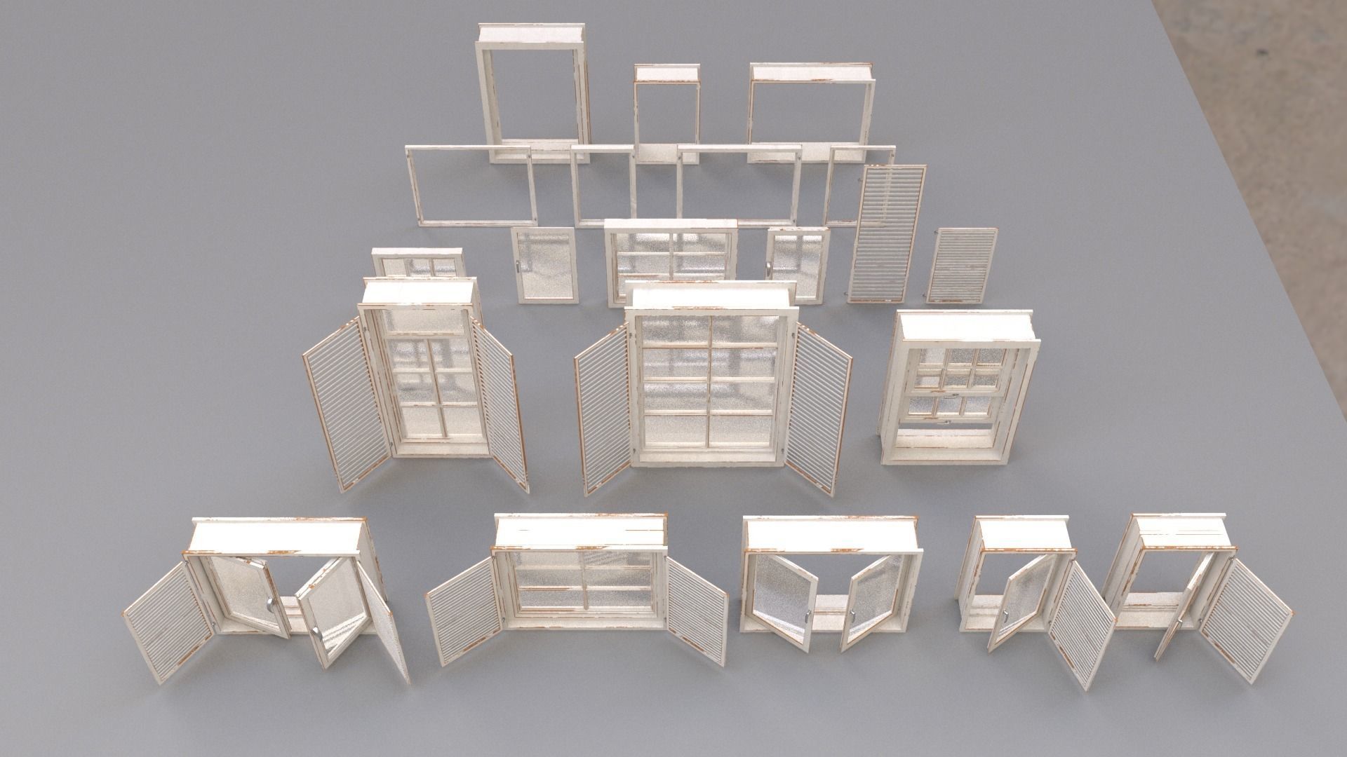 Standard Modular Windows Low-poly 3D model_7