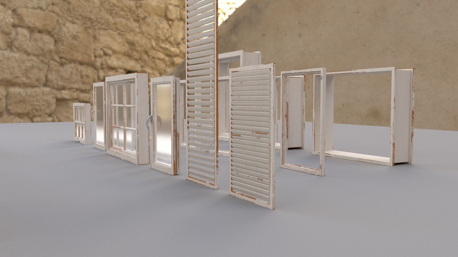 Standard Modular Windows Low-poly 3D model_5