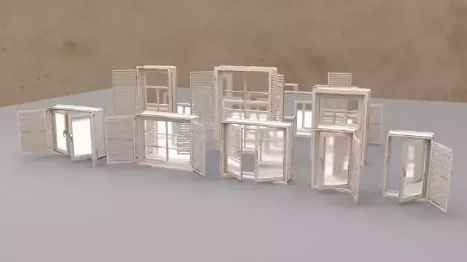 Standard Modular Windows Low-poly 3D model