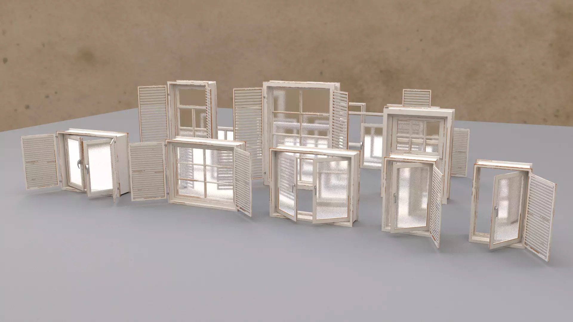Standard Modular Windows Low-poly 3D model_0