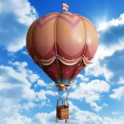 Cartoon Hot Air Balloon Low-poly 3D model