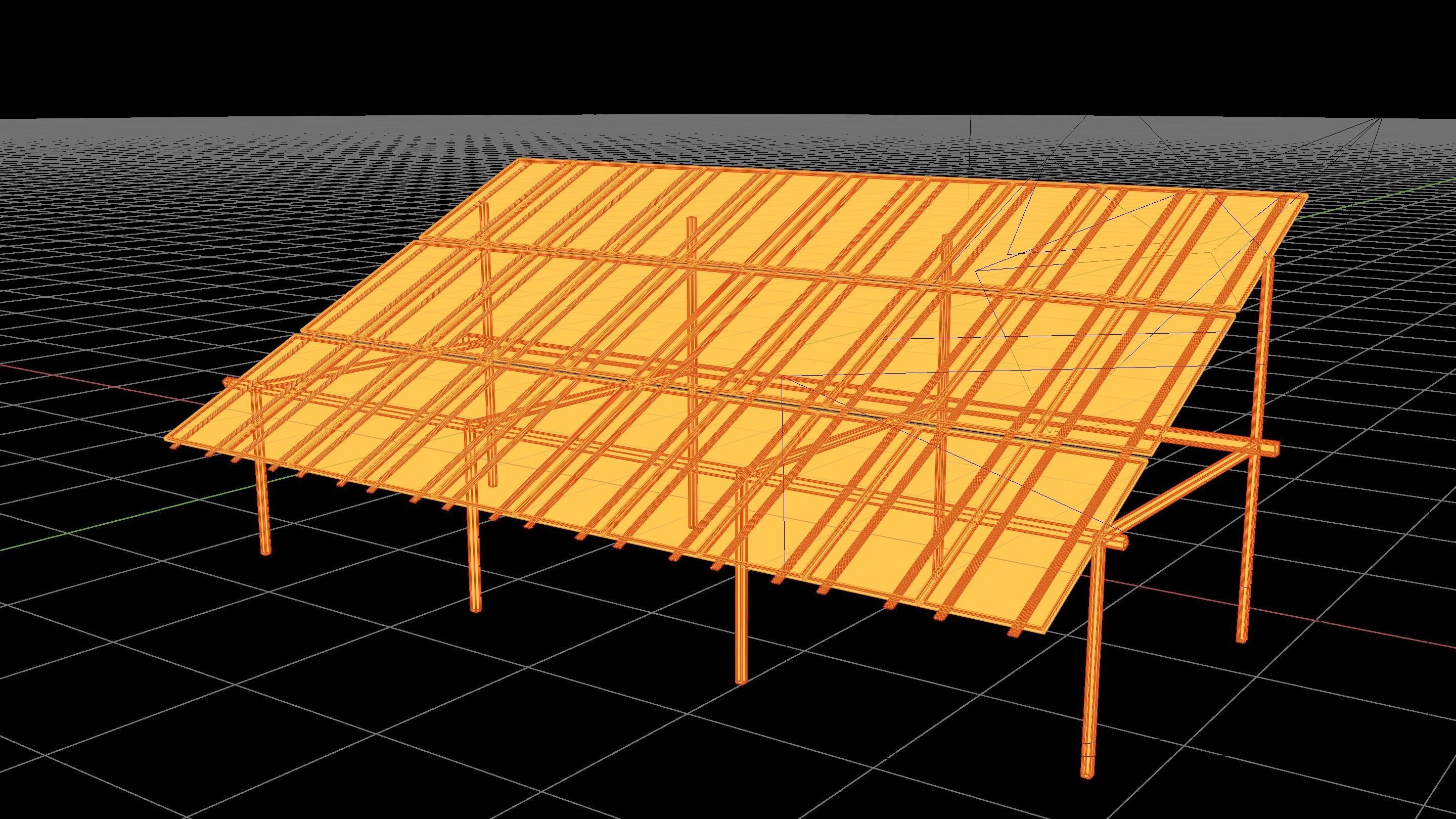 3x10 pv solar panel array Low-poly 3D model_11