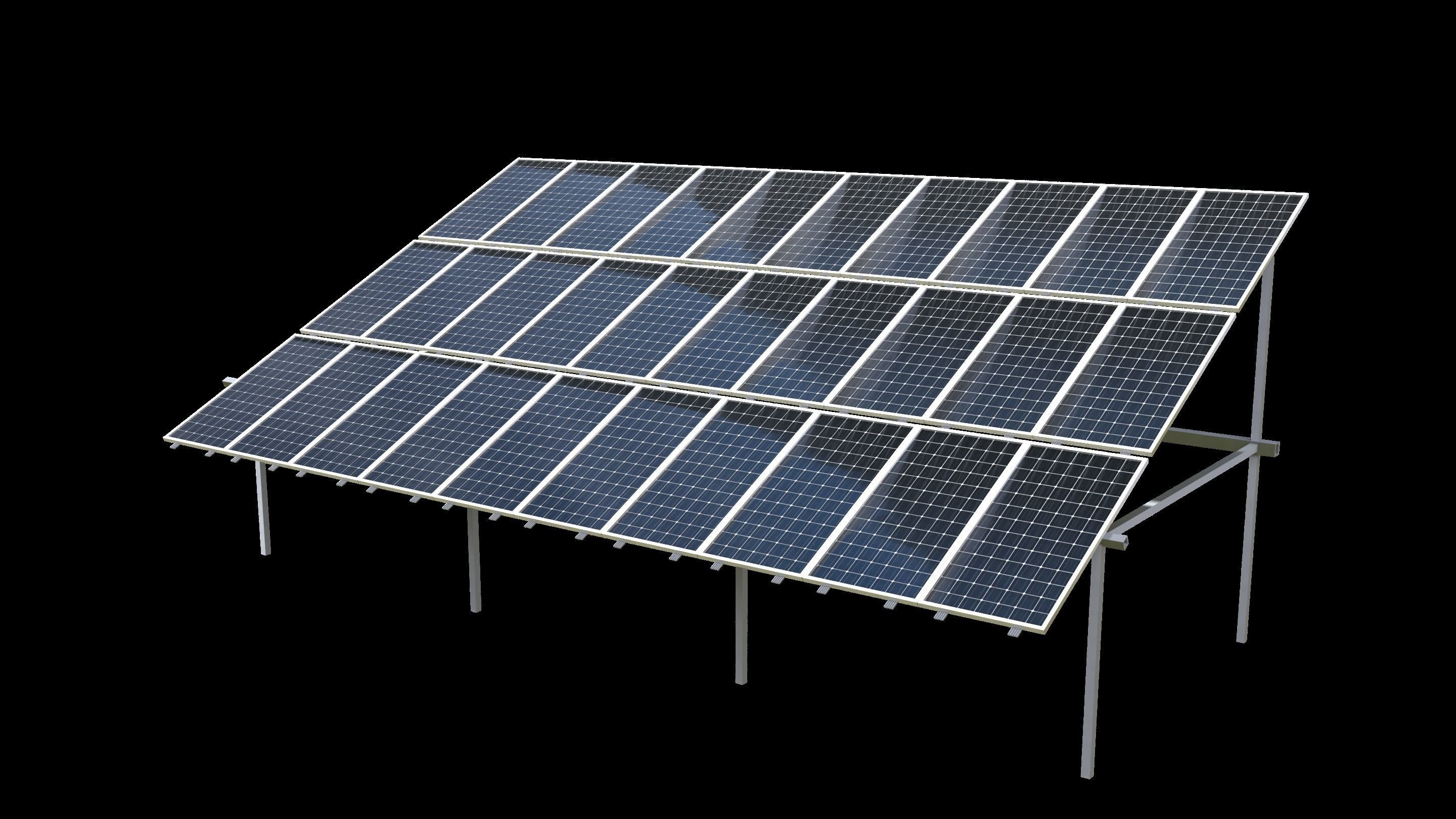 3x10 pv solar panel array Low-poly 3D model_8