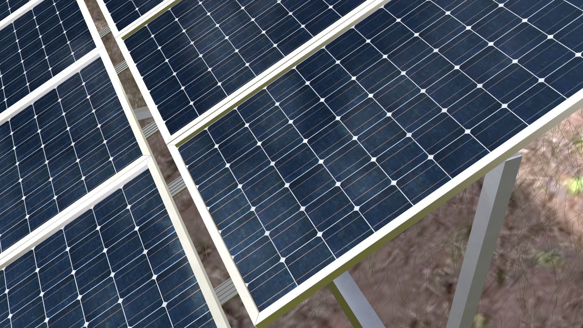 3x10 pv solar panel array Low-poly 3D model_14