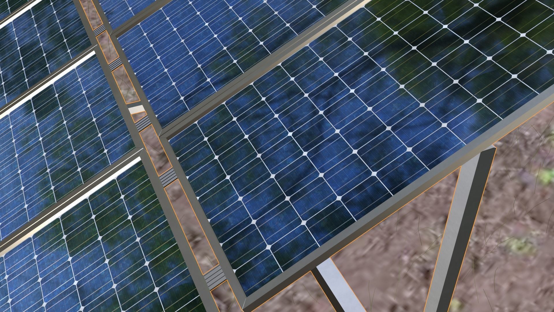 3x10 pv solar panel array Low-poly 3D model_15