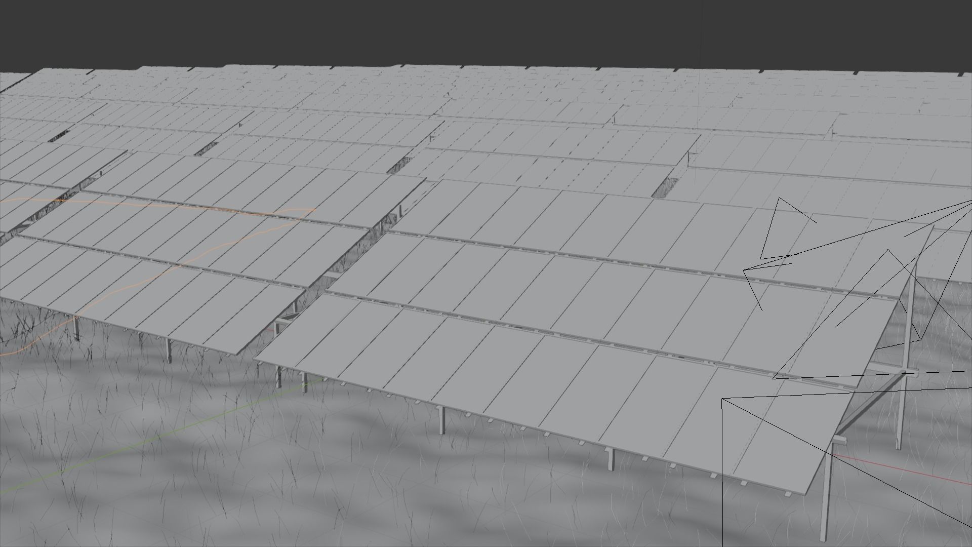 3x10 pv solar panel array Low-poly 3D model_5