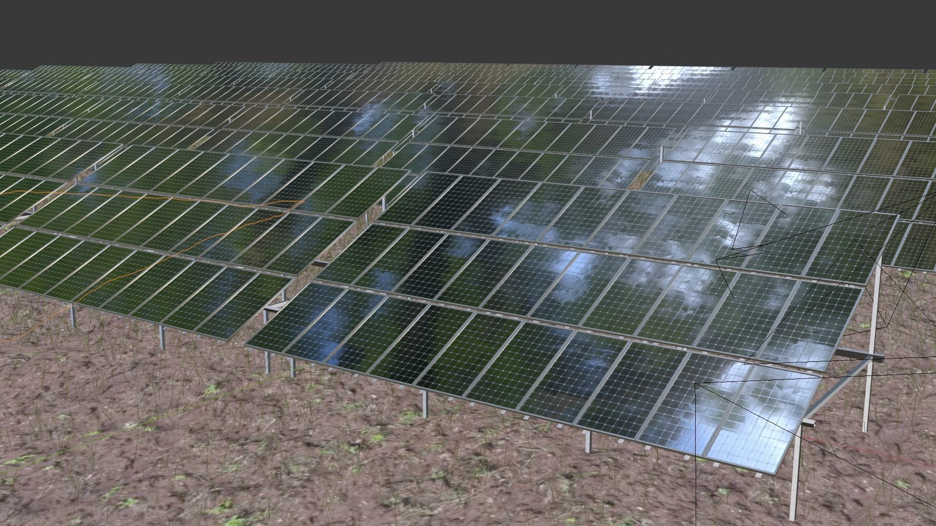 3x10 pv solar panel array Low-poly 3D model_3