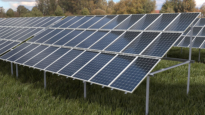 3x10 pv solar panel array Low-poly 3D model
