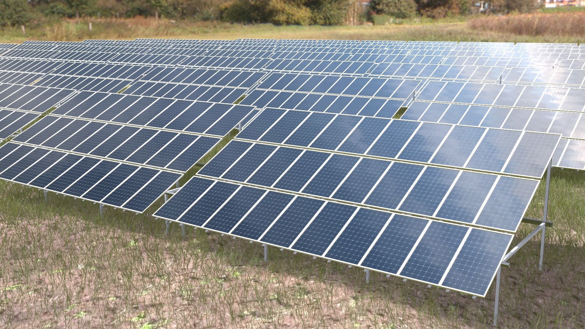 3x10 pv solar panel array Low-poly 3D model_4