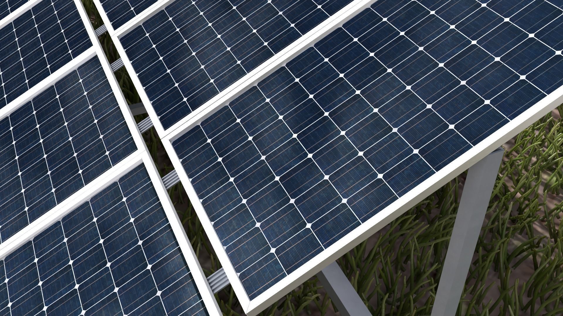 3x10 pv solar panel array Low-poly 3D model_13